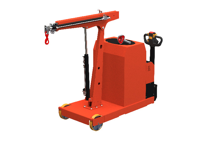 Fixed-mast motorized cantilever workshop cranes