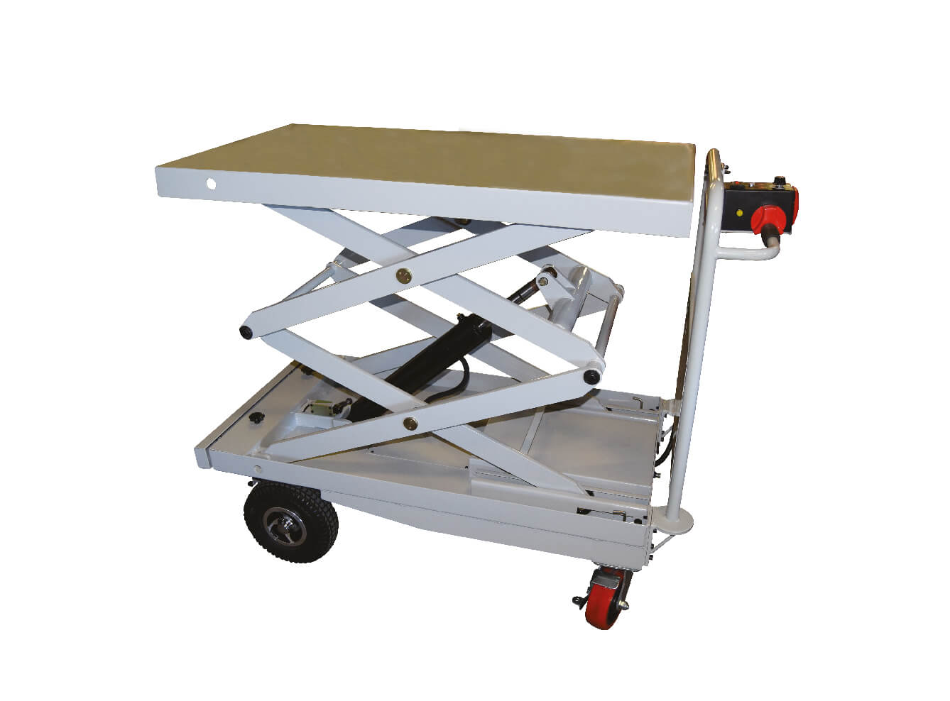 Motorized scissor platform trolley