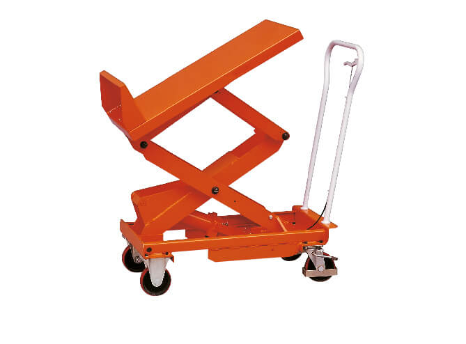 Tilting scissor lift tables