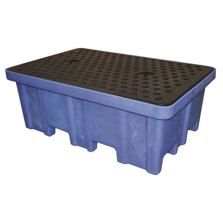 BRP2 - Spill containment polyethylene pallet 1200 kg 2 drums containment capacity 230 liters