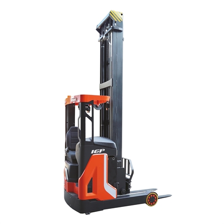 Reach truck with 1600 kg nominal capacity and up to 9500 mm standard lift