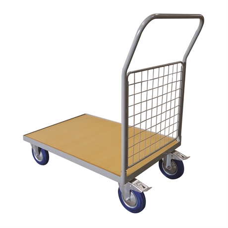WPG25B - Timber platform trolley 250 kg with 1 mesh backrest (small)