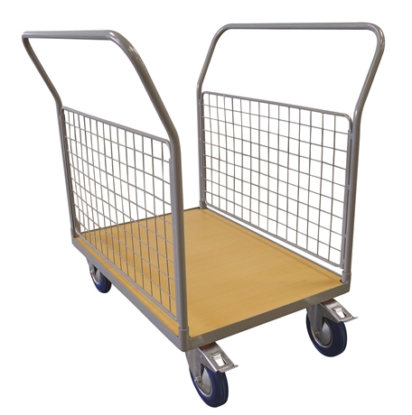 WPG25L - Timber platform trolley 250 kg with 2 lengthwise mesh backrest (large)