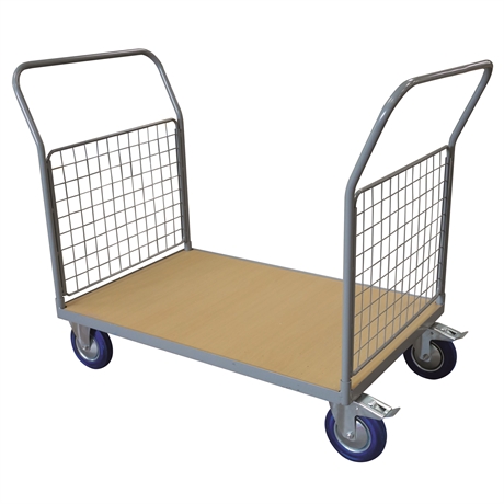 WPG25D - Timber platform trolley 250 kg with 2 mesh backrest (large)