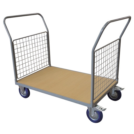 WPG25D - PRODUIT ARRÊTÉ - Chariot plateau bois 250 kg avec 2 dossiers grillagés (grand)
