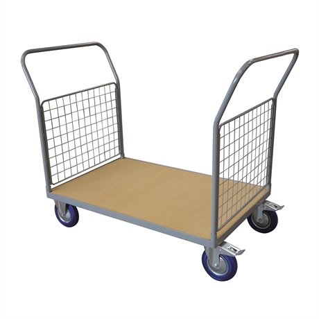 WPG25C - PRODUIT ARRÊTÉ - Chariot plateau bois 250 kg avec 2 dossiers grillagés (petit)