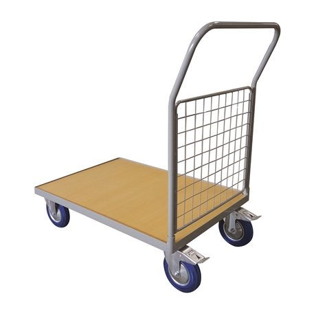 WPG50B - Timber platform trolley 500 kg with 1 mesh backrest (small)