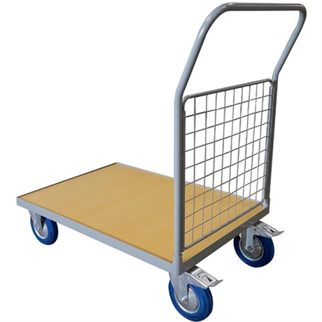 Timber platform trolley with mesh backrest 250 kg