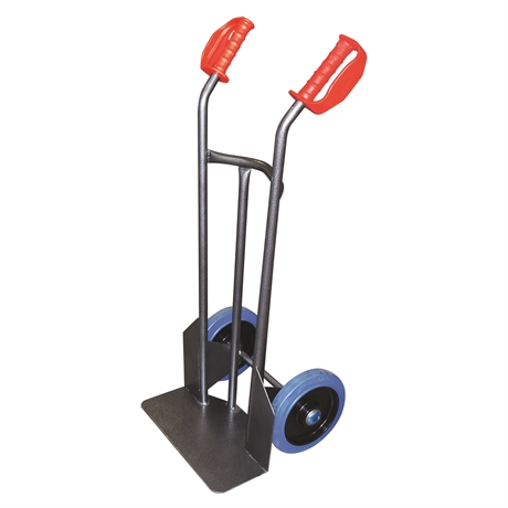 HT250/NLC-RSB - Steel sack truck with fixed plate 250 kg high quality blue elastic rubber wheels (RSB)