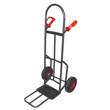 HT300/LUK2-RG - Steel sack truck with fixed and folding plate 300 kg high quality pneumatic wheels (RG)