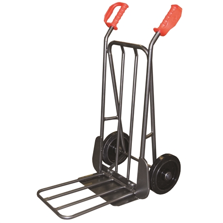 HT300/NLC-RSN - Steel sack truck with fixed and folding plate 300 kg high quality black elastic rubber wheels (RSN)