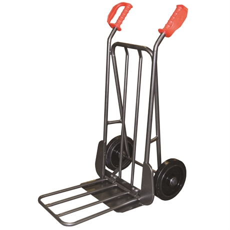 HT300/NLC-RSN - PRODUIT ARRÊTÉ - Diable acier bavettes fixe et repliable 300 kg roues premium caoutchouc noir (RSN)