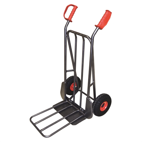 HT300/NLC-RG - Steel sack truck with fixed and folding plate 300 kg high quality pneumatic wheels (RG)