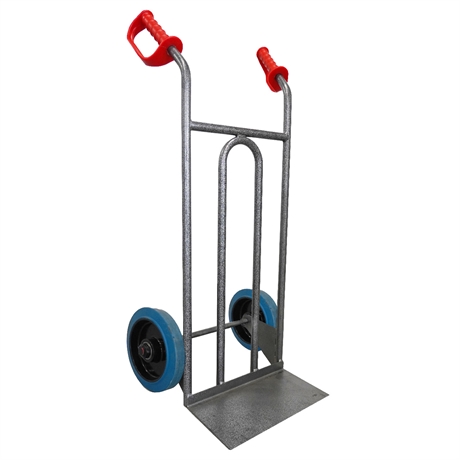 DDPO2-RSB - Steel truck with straight frame and open handle 250 kg blue elastic rubber wheels