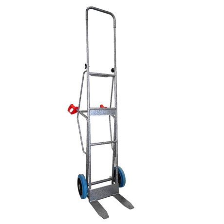 DMPO250-RSB - Steel sack truck for wooden crates 250 kg blue elastic rubber wheels