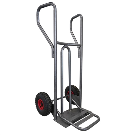 Steel hand truck with curved frame, closed handle and folding plate 400 kg