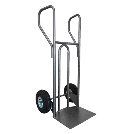 DVPF1-RG - Steel hand truck with curved frame and closed handle 250 kg pneumatic wheels