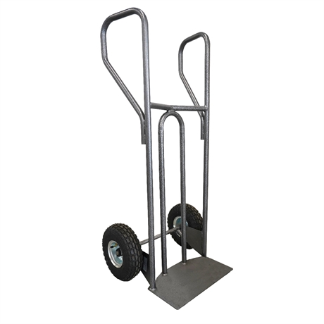 DVPF2-RG - Steel hand truck with curved frame and closed handle 250 kg pneumatic wheels