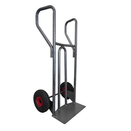 DVPF400-RG - Steel hand truck with curved frame and closed handle 400 kg pneumatic wheels