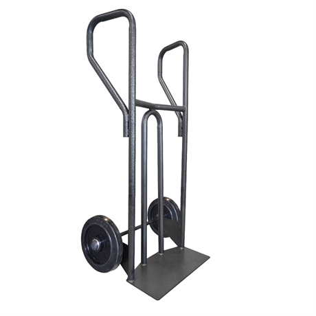 DVPF400-RSN - Steel hand truck with curved frame and closed handle 400 kg black elastic rubber wheels