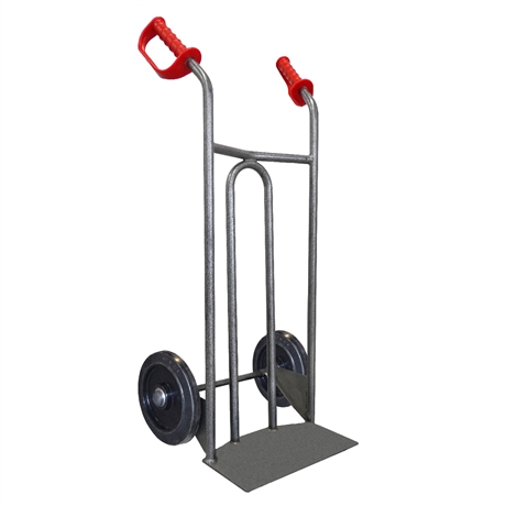 DVPO-RSN - Steel hand truck with curved frame and open handle 250 kg black elastic rubber wheels