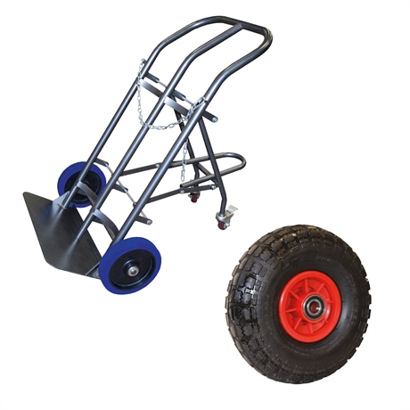 SAC200-RG - Double cylinder hand truck with retractable stand 200 kg pneumatic wheels