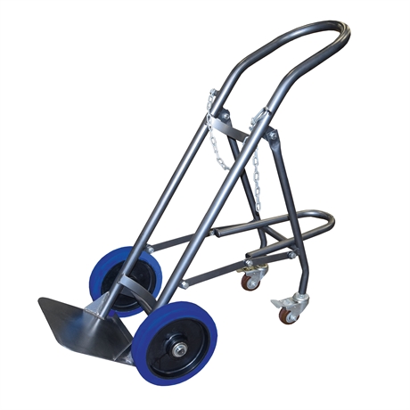 SAC120-RSB - Single cylinder hand truck with retractable stand 120 kg blue elastic rubber wheels