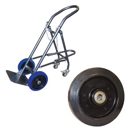 SAC120-RSN - Single cylinder hand truck with retractable stand 120 kg black elastic rubber wheels