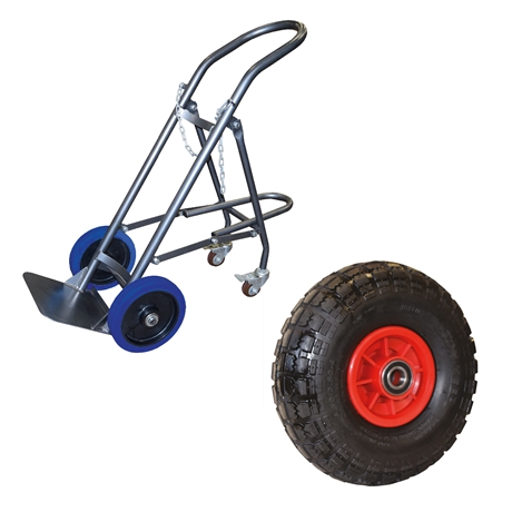 SAC120-RG - Single cylinder hand truck with retractable stand 120 kg pneumatic wheels