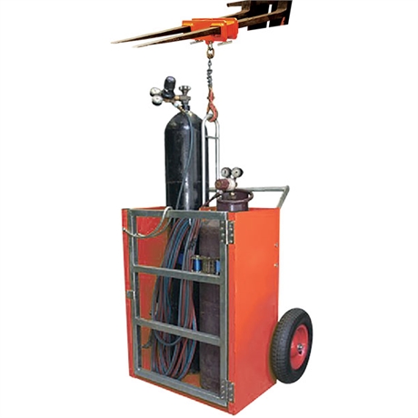 Cylinder hand truck with lifting hoist