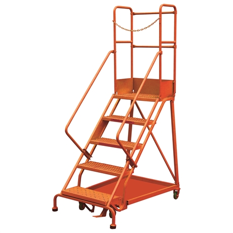 RLC354 - Heavy-duty rolling safety ladder with step-lock - 4 steps