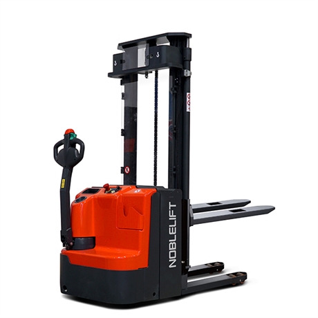 Lithium electric walker stacker 1200 kg, lift 2900 to 4600 mm