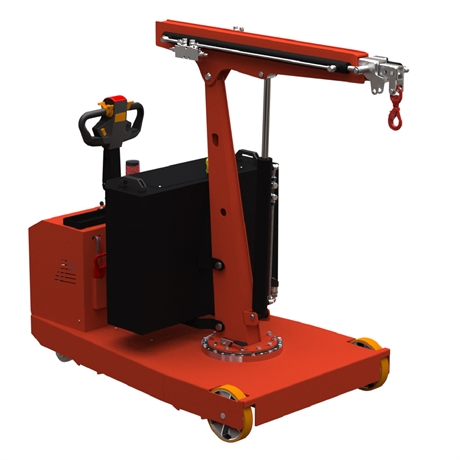 SCP750DBR - Motorised cantilever workshop crane, 220° rotation, electric lift/extension, remote control, 750 kg