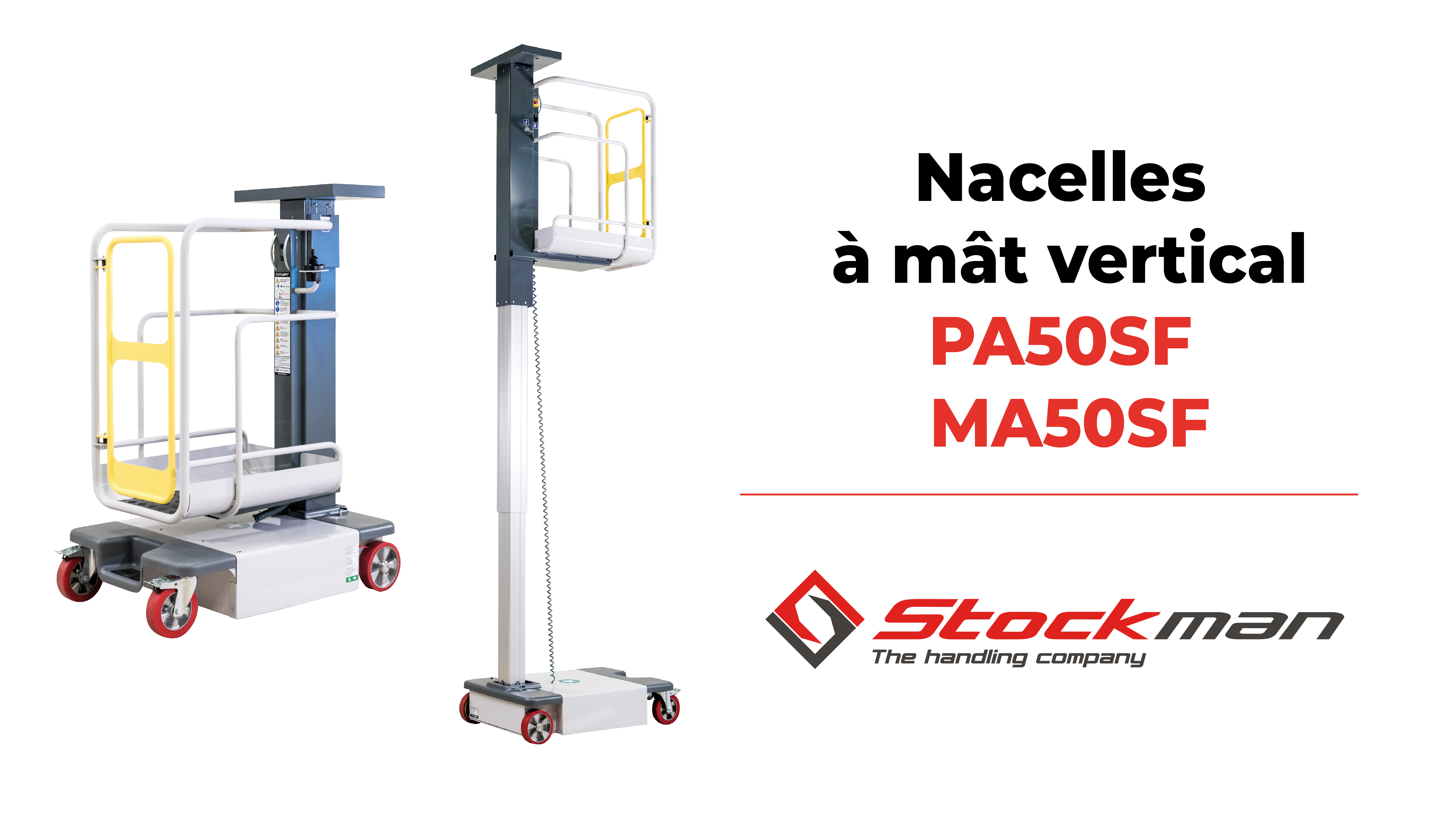 Manual and motorized mini mast lift with 4950mm working height, MA50SF and PA50SF