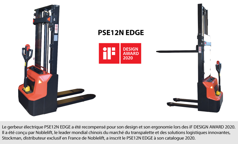 PSE12N electric stacker awarded for design and ergonomics at iF DESIGN AWARD 2020