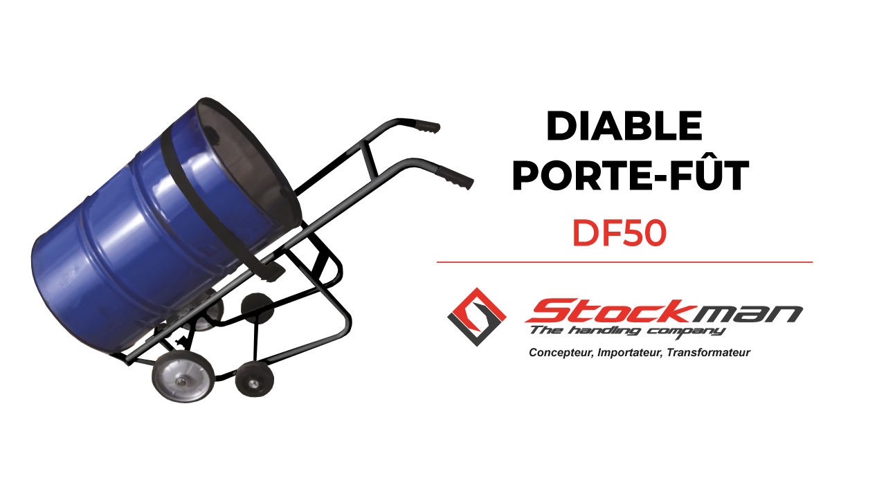 DF50 steel drum trolley with tilting assistance designed for the wine industry.