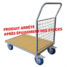 Chariot plateau bois avec dossier grillagé 250 kg - 