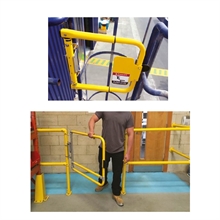 Pivoting adjustable spring-loaded safety gate - 