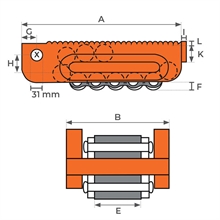 Chain roller load skates 10 to 60 ton - 