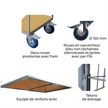 Timber platform trolley with mesh backrest 500 kg - 