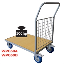 Timber platform trolley with mesh backrest 500 kg - 