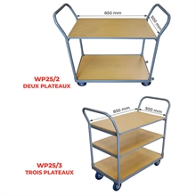 Timber shelf trolley 250 kg (2 and 3 shelves) - 