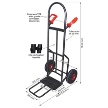 Steel sack truck with fixed and folding plate 300 kg - 