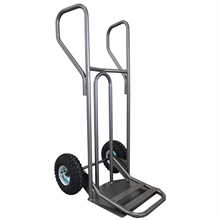 Steel hand truck with curved frame, closed handle and folding plate 250 kg - 