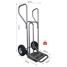 Steel hand truck with curved frame, closed handle and folding plate 250 kg - 