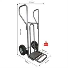 Steel hand truck with curved frame, closed handle and folding plate 250 kg - 