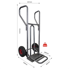 Steel hand truck with curved frame, closed handle and folding plate 400 kg - 