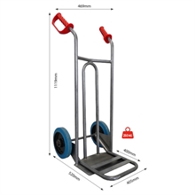 Steel hand truck with curved frame, open handle and folding plate 250 kg - 