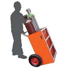 Cylinder hand truck with lifting hoist - 