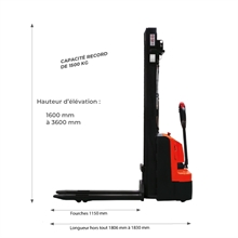 Electrical stacker with 1500 kg load capacity - 